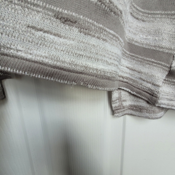 Bongo Juniors Long Hooded Cardigan Sweater Gray White Striped Size Large - Picture 11 of 13